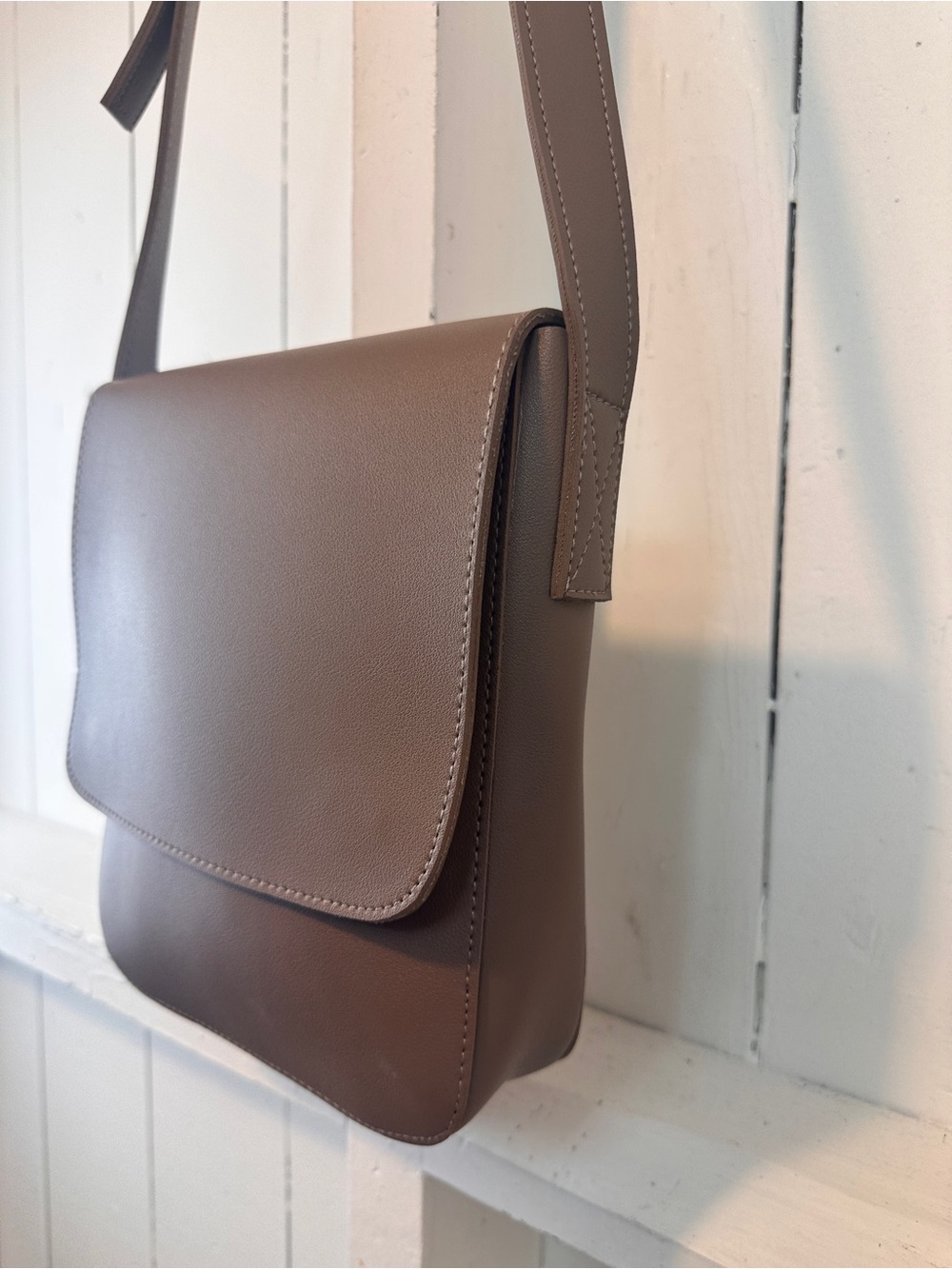 Messenger Bag Faux Leather Brown Fall Crossbody Adjustable Strap - Picture 5 of 12